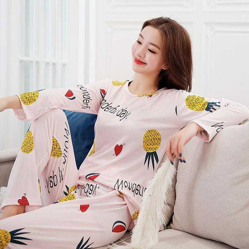 BEST DESIGNER HUB Women Printed Pink Night Suit Set Price in India