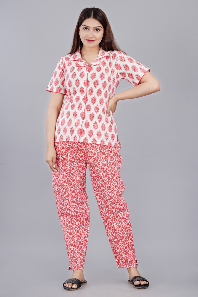 Jyoti Women Printed Pink Shirt Pyjama set Price in India Buy