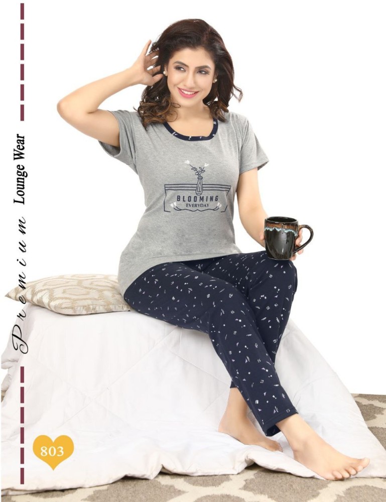 Buy Comfy Cotton Nightsuit For Women( Long Top & pyjama Set) By