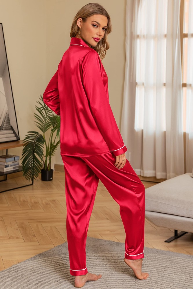 Red satin pyjama online set