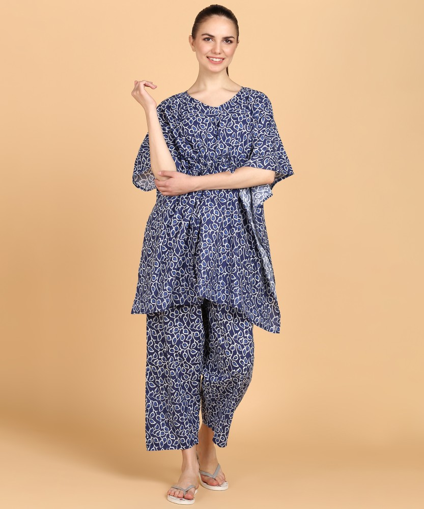 Overlock Women Printed Blue Night Suit Set Price in India Buy