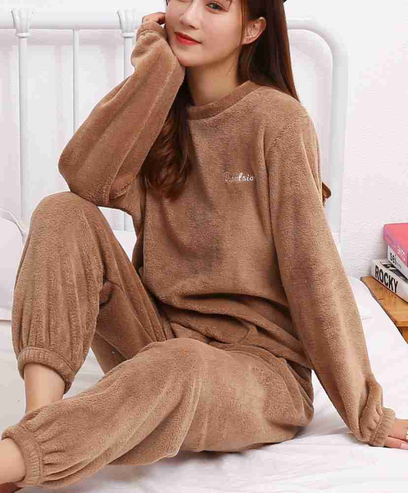 Cut Style Clothing Women Solid Pink Top & Pyjama Set Price in