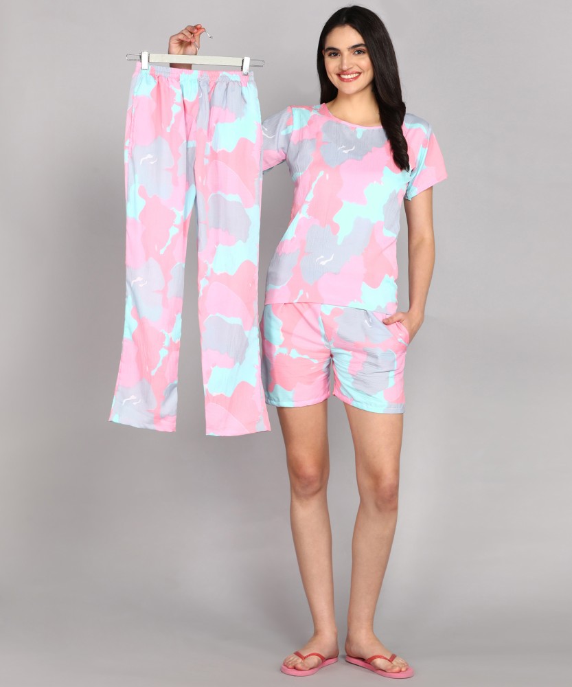 SELVIFAB Women Printed Pink Night Suit Set Price in India Buy