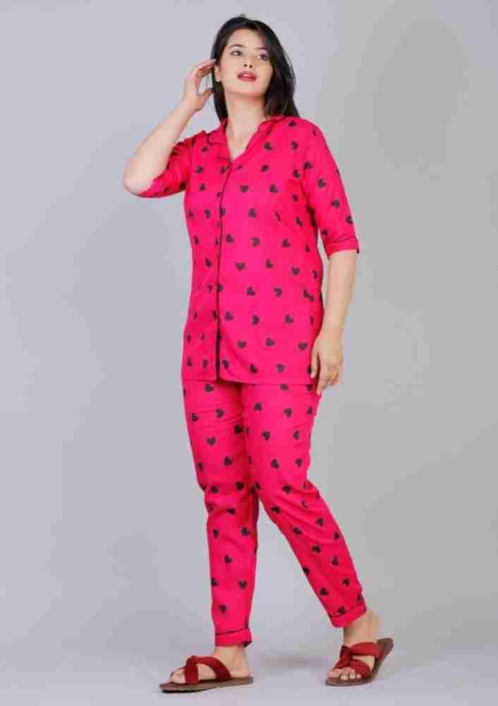 Deevisha Women Printed Pink Night Suit Set Price in India - Buy Deevisha  Women Printed Pink Night Suit Set at  Night Suit Set