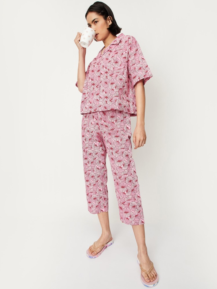 MAX Women Printed Pink Top Pyjama Set Price in India Buy MAX