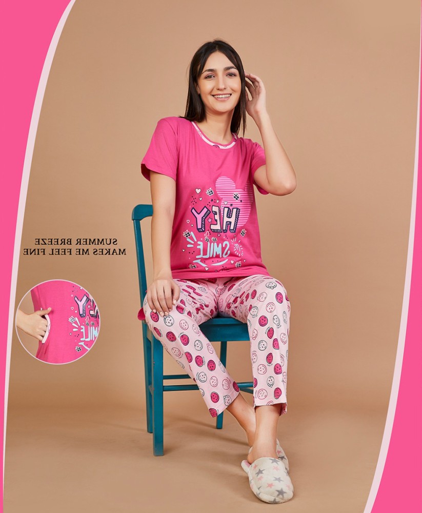 Lugo Women Printed Pink Shirt & Pyjama set Price in India - Buy Lugo Women  Printed Pink Shirt & Pyjama set at  Shirt & Pyjama set