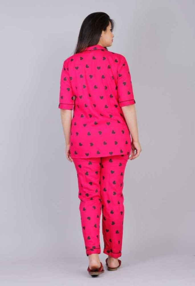 Deevisha Women Printed Pink Night Suit Set Price in India - Buy