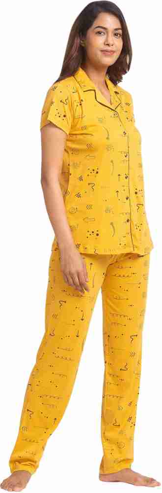 JULIET Women Printed Yellow Night Suit Set Price in India Buy