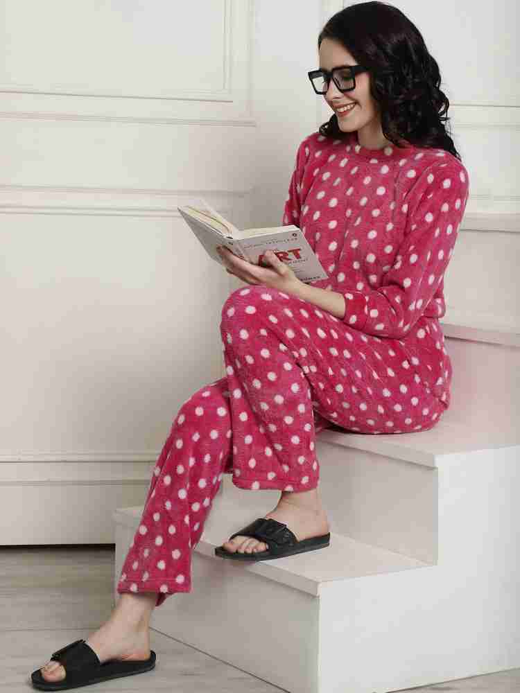 Secret Wish Women Printed Pink Top & Pyjama Set Price in India