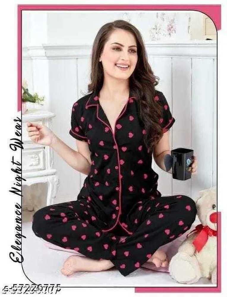 Deevisha Women Printed Pink, Black Night Suit Set Price in India - Buy  Deevisha Women Printed Pink, Black Night Suit Set at Flipkart.com Night Suit  Set