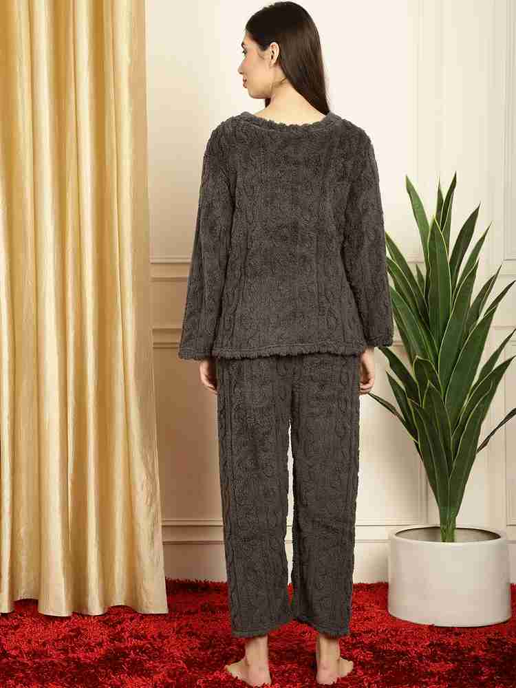 TAG 7 Women Self Design Grey Top Pyjama Set Price in India Buy