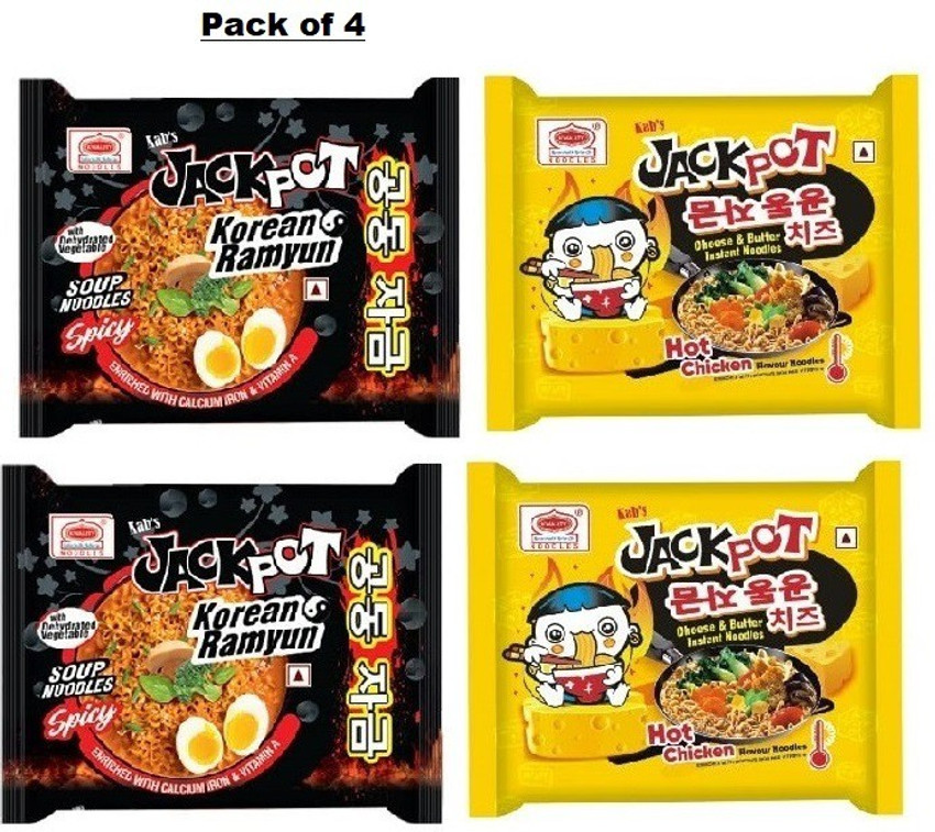 JACKPOT Cheese Butter Korean Ramyun Noodle Hot Chicken 100gmX4
