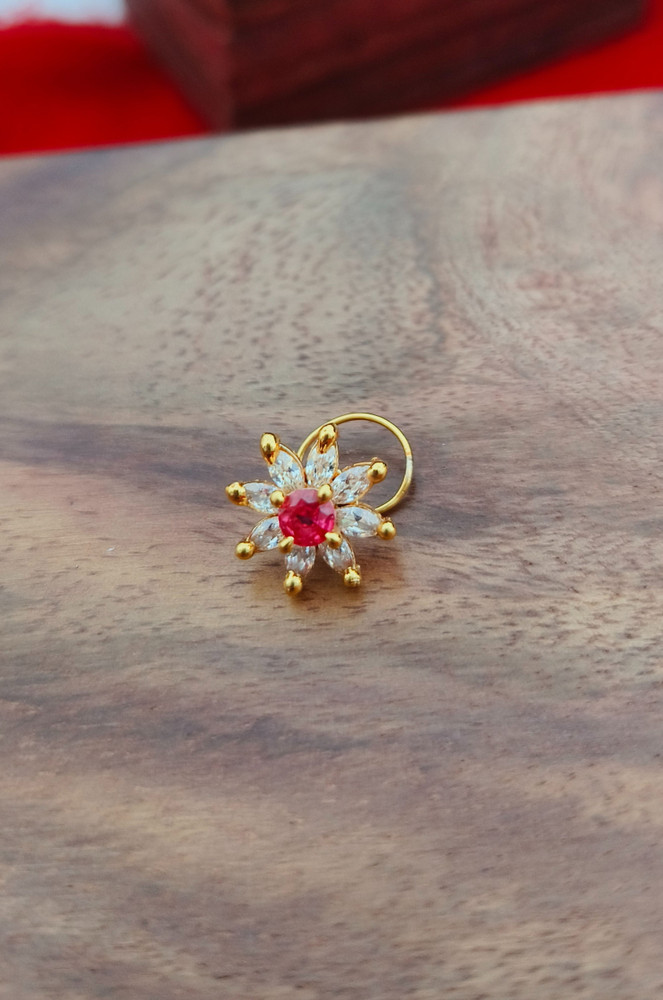JewelEarth Pearl Gold plated Plated Alloy Nose Ring