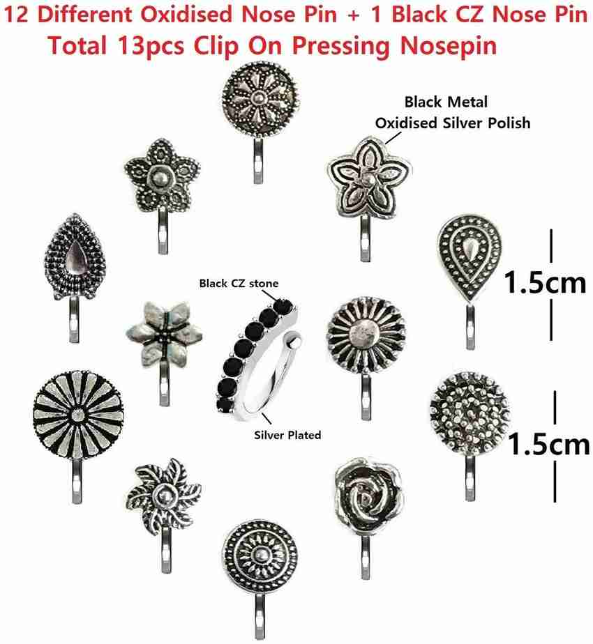 VAMA Black Silver Plated Metal Nose Stud Set Price in India Buy VAMA Black Silver Plated Metal Nose Stud Set Online at Best Prices in India Flipkart