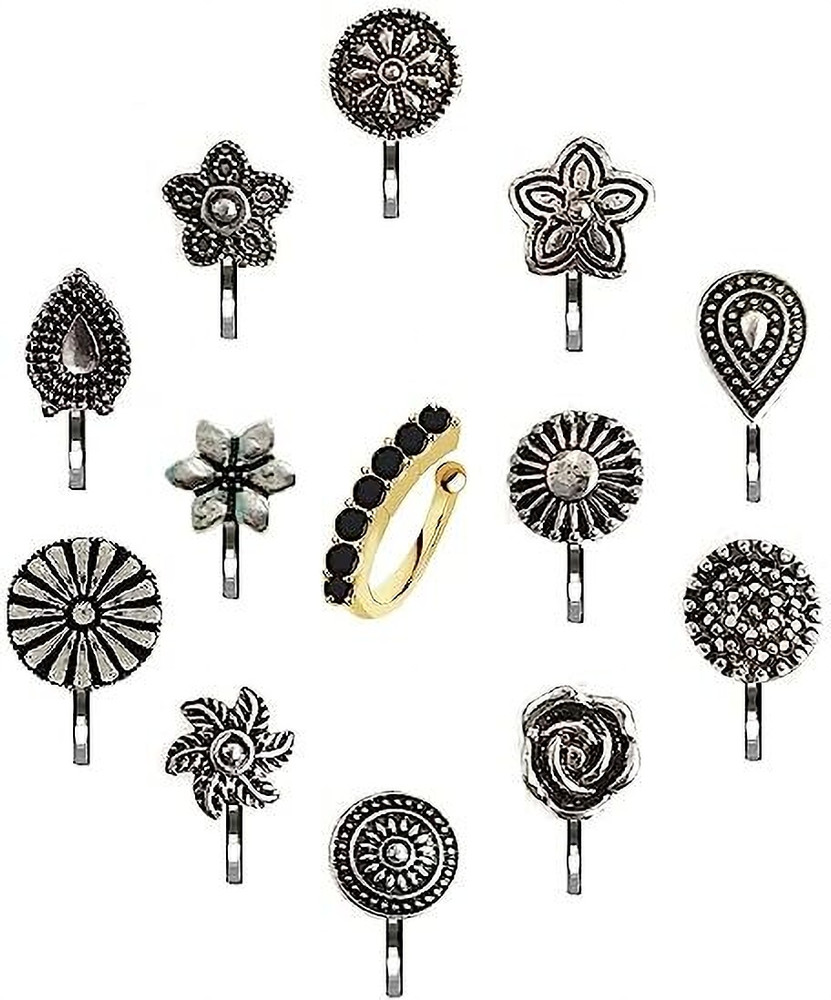 Black metal nose pin shop