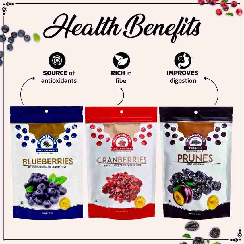 Dried Blueberry, 150 g and Sliced Cranberry, 200 g and Whole Cranberry, 200  g and Prunes 200 g