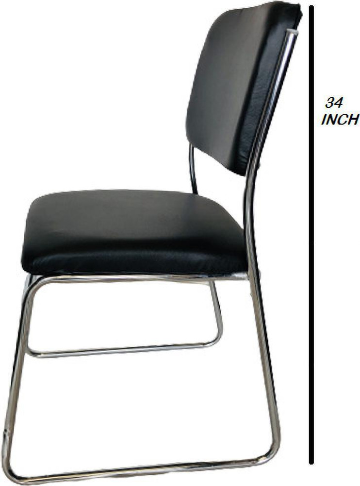SOMRAJ Office Chair Visitor Study Chair Without arm Rest with Steel Frame and Cushioned seat Back Chair Without Wheels Holds up to 120 kg Leatherette Office Visitor Chair Price in India