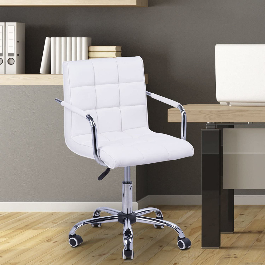 White leather desk online chair