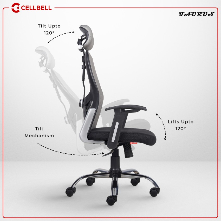 CELLBELL Desire C104 Mesh Mid Back Ergonomic Office Chair/Study  Chair/Revolving Chair/Computer Chair for Work from Home Metal Base Seat  Height