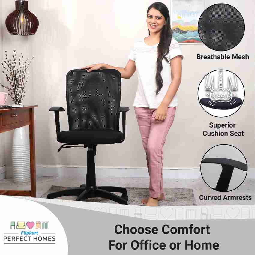 Flipkart Perfect Homes Fabric Office Arm Chair Price in India