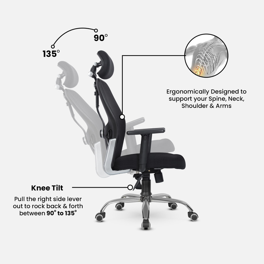 GREEN SOUL NewYork High Back Ergonomic Home Office WFH Lumbar Support Tilt Mesh Office Executive Chair