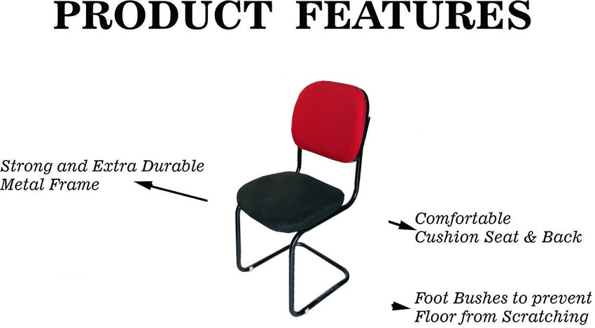 RATISON Office Visitor Study Chair Without arm Rest with Iron Frame S Type and Fabric Cushioned seat Back Chair Without Wheels Holds up to 120 kg Fabric Office Visitor Chair Price in