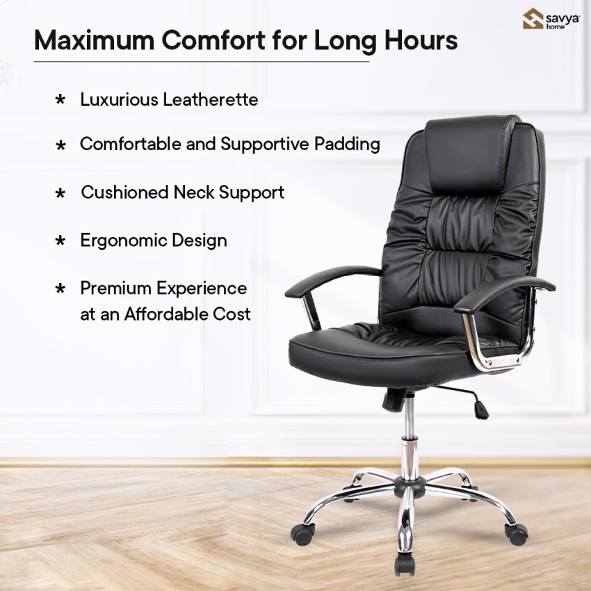 SAVYA HOME Virtue Chair with Armrest, High Comfort Home Chair, Office Chair,  Study chair Leatherette Office Adjustable Arm Chair Price in India - Buy  SAVYA HOME Virtue Chair with Armrest