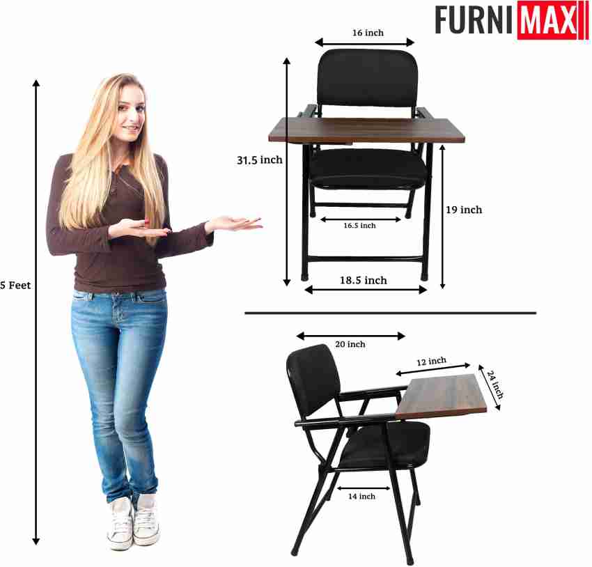 FURNIMAX Folding Study Chair With Cushion Adjustable Writing Pad