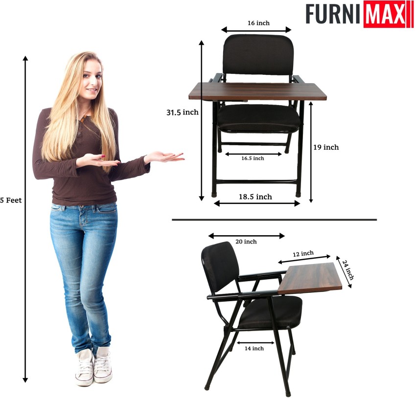 Folding study chair with cushion & store writing pad