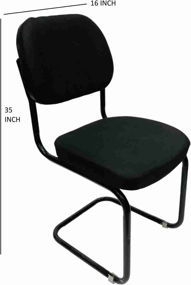 SOMRAJ Office Visitor Study Chair Without arm Rest Work from home chair with Iron Frame S Type and Cushioned seat Back Chair Without Wheels Holds up to 120 kg Fabric Office Visitor