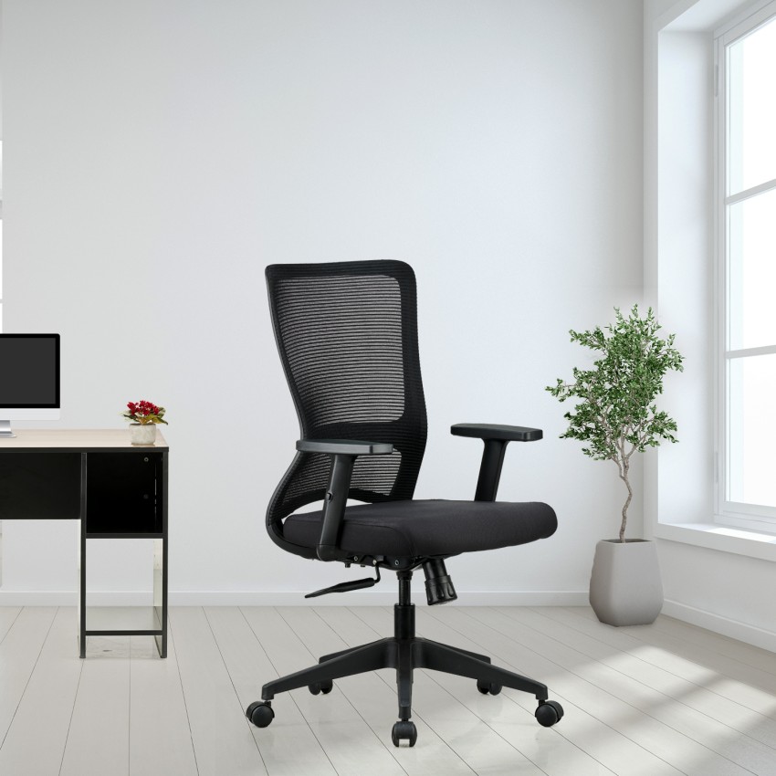 Featherlite Alpha Medium Back Fabric Office Arm Chair Price in