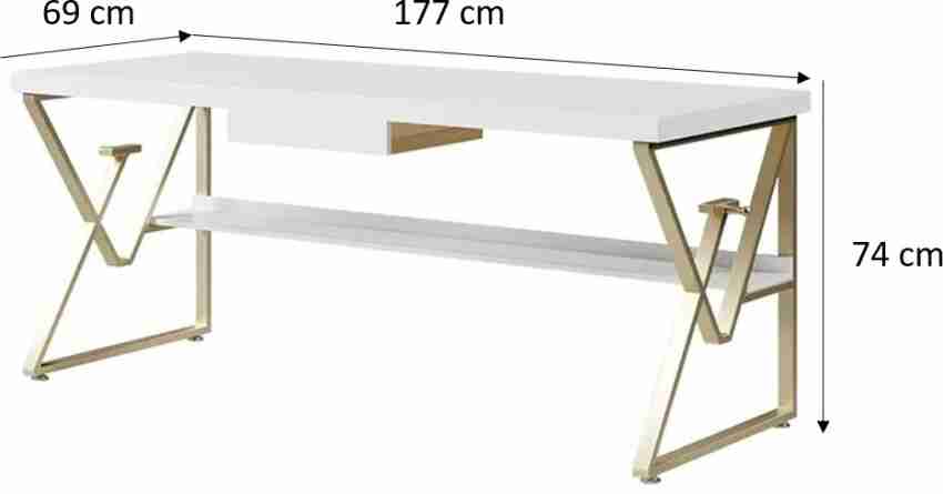 NG Decor White Office Desk 55 Modern Writing Desk Gold Tripod Base  Stainless Steel Engineered Wood Office Table Price in India - Buy NG Decor  White Office Desk 55 Modern Writing Desk