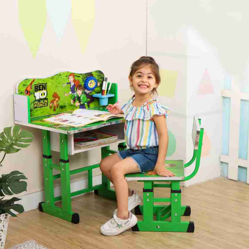 PNASGL Kids Study Table and Chair Set Height Adjustable Wooden Baby Desk  Age Between 2-11 : : Home & Kitchen