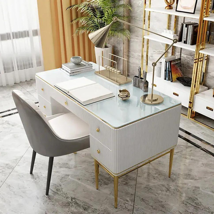 Glass writing table sales