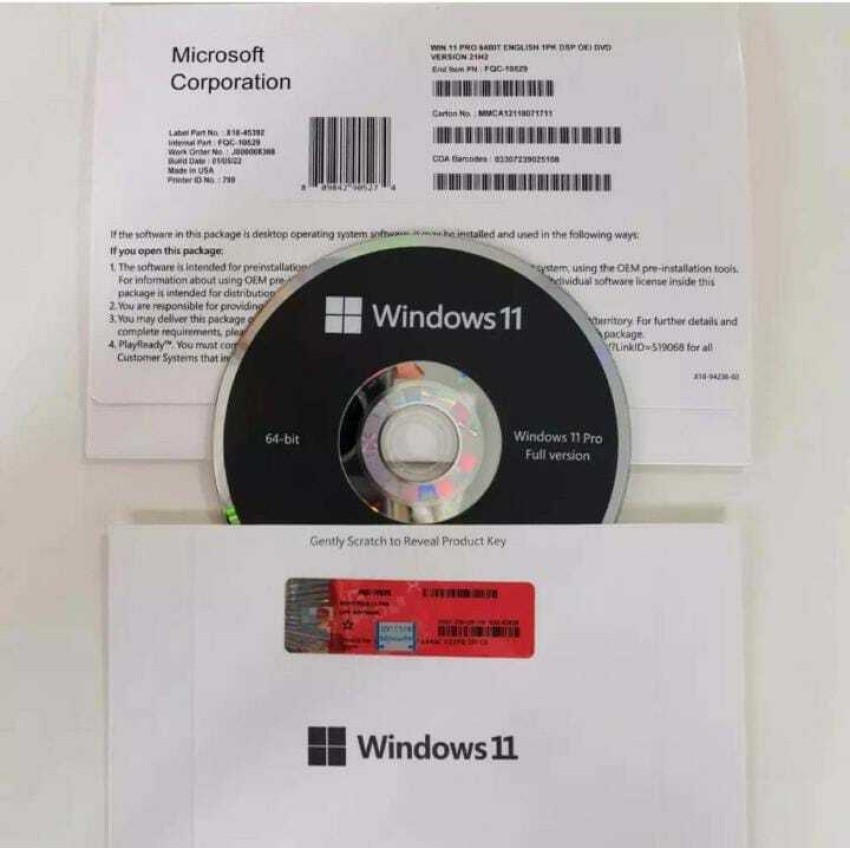 Microsoft Windows 11 Pro 64-bit, DVD 