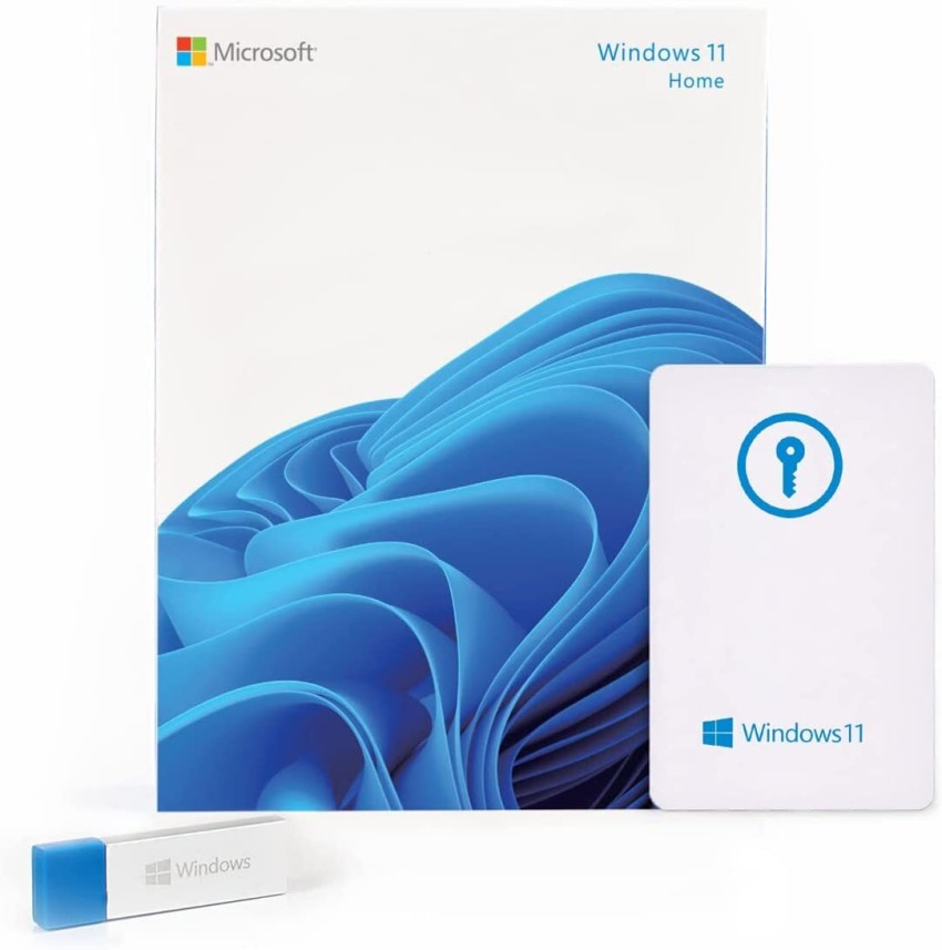 MICROSOFT Windows 11 Home Box FPP Pack (1 User/PC, Lifetime Validity)  Activation Key Card with USB 3.0 - Full Retail Pack 64/32 BIT - MICROSOFT 