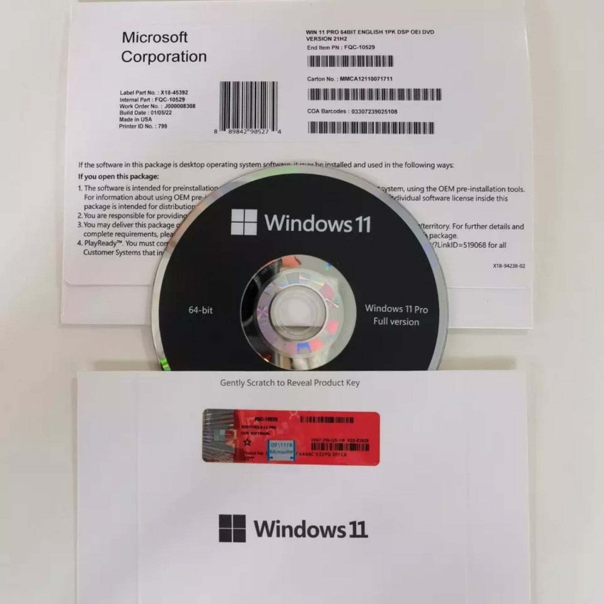 Microsoft Windows 10 professionnel, 1 licence OEM DVD 64 bits