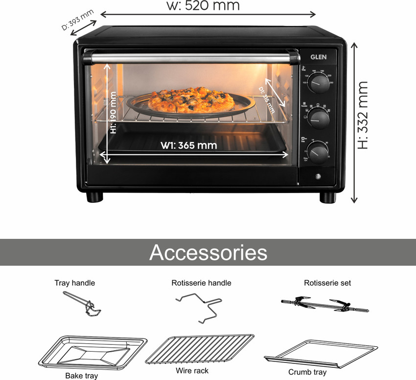 Glen 35 Litre OTG 35 L Motorized Rotisserie Convection Fan