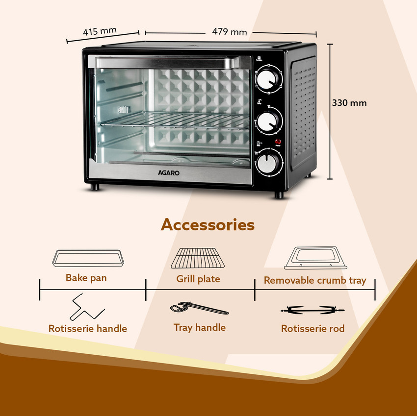 AGARO 9Litre 33266 Oven Toaster Grill (OTG) (Black) Price, 45 OFF