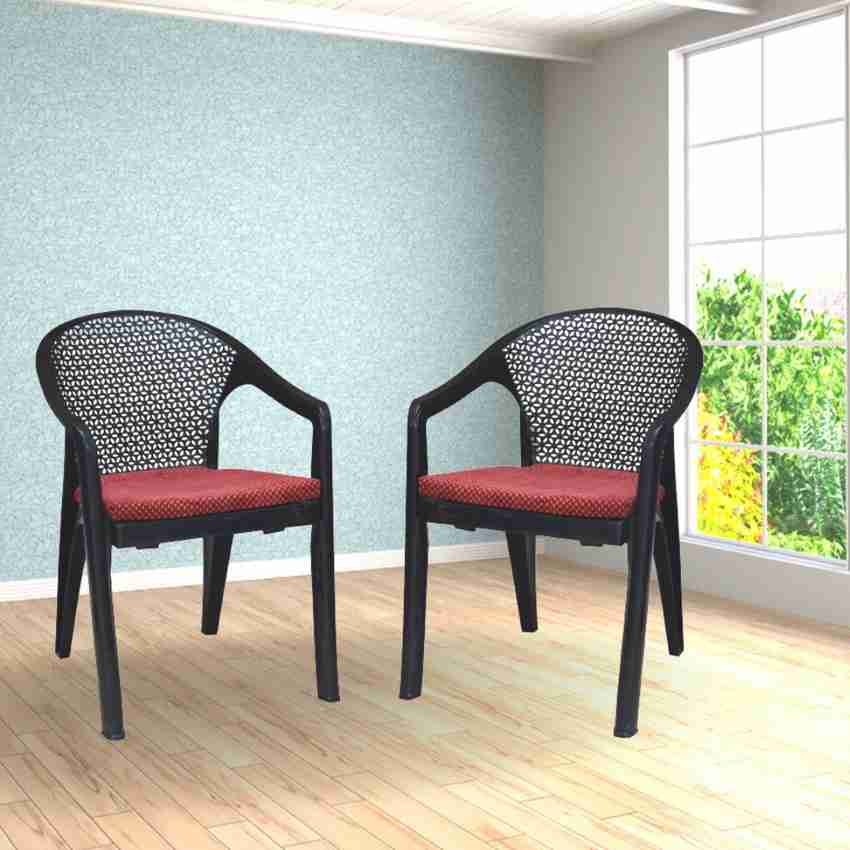 ITALICA Oxy Plastic Arm Chair with Cushion Glossy Finish Chair for Dining Room Plastic Outdoor Chair Price in India Buy ITALICA Oxy Plastic Arm Chair with Cushion Glossy Finish Chair for Dining Room