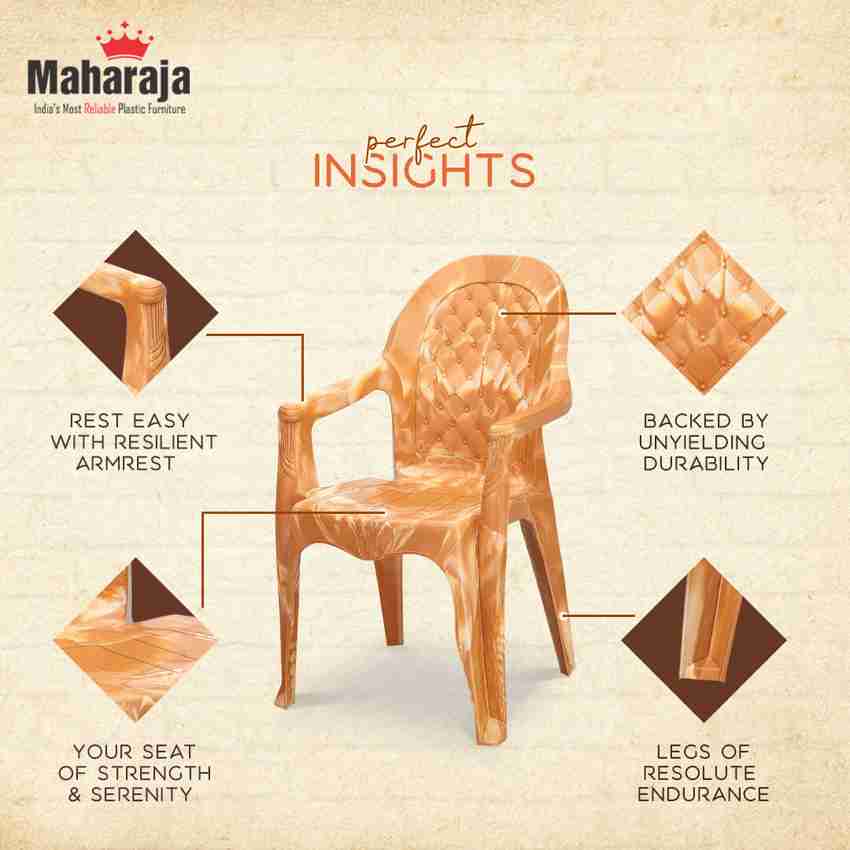 MAHARAJA Dolphin for Home Office Comfortable Arm Rest Bearing Capacity up to 200Kg Plastic Outdoor Chair