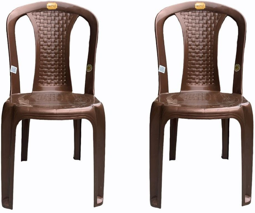 Anmol OPPO CHAIR ARMLESS SET OF 2 BROWN FULLY COMFORT Plastic