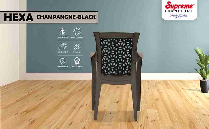 Supreme Furniture Hexa with Arm Chair Black Champangne Plastic