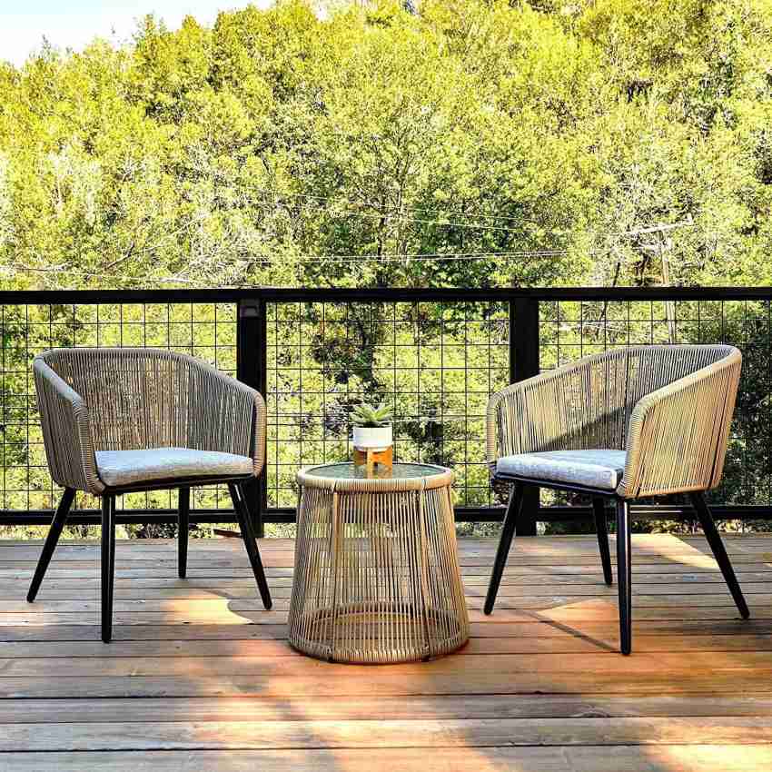 Spydergreen 3 Piece Patio Rope Furniture Set 2 Chair & 1 Glass Top Table  Metal Outdoor Chair Price in India - Buy Spydergreen 3 Piece Patio Rope  Furniture Set 2 Chair 
