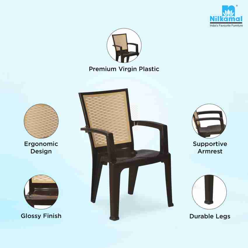 Nilkamal Mid Back Chair with Arm CHR2226 Home Office Garden Restaurants Indoor Outdoor Plastic Cafeteria Chair