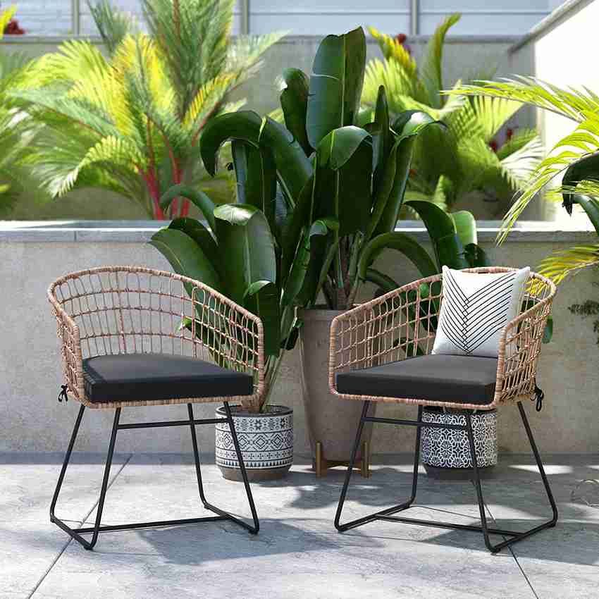 Home Delight Set of 2 Indoor Outdoor Patio Boho Club Chairs Rope