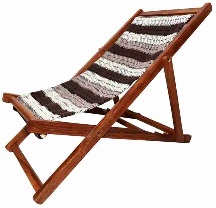 Decorhand Sheesham Wood Color Relaxing Chair Comfort Folding Chair