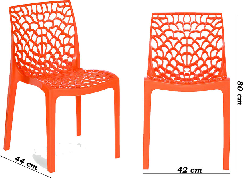 RW REST WELL Web Designer Outdoor Plastic Chairs Set of 4 Orange