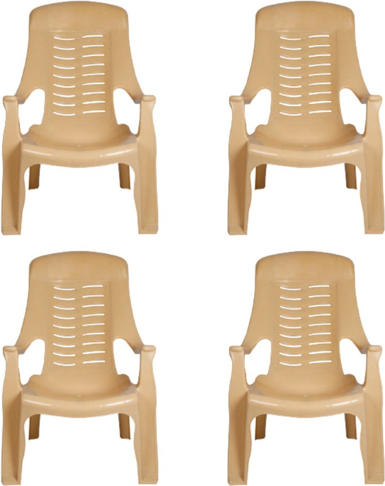 Kisan Crest Goodwill Plastic Chair Glossy Finish Stackable Arm