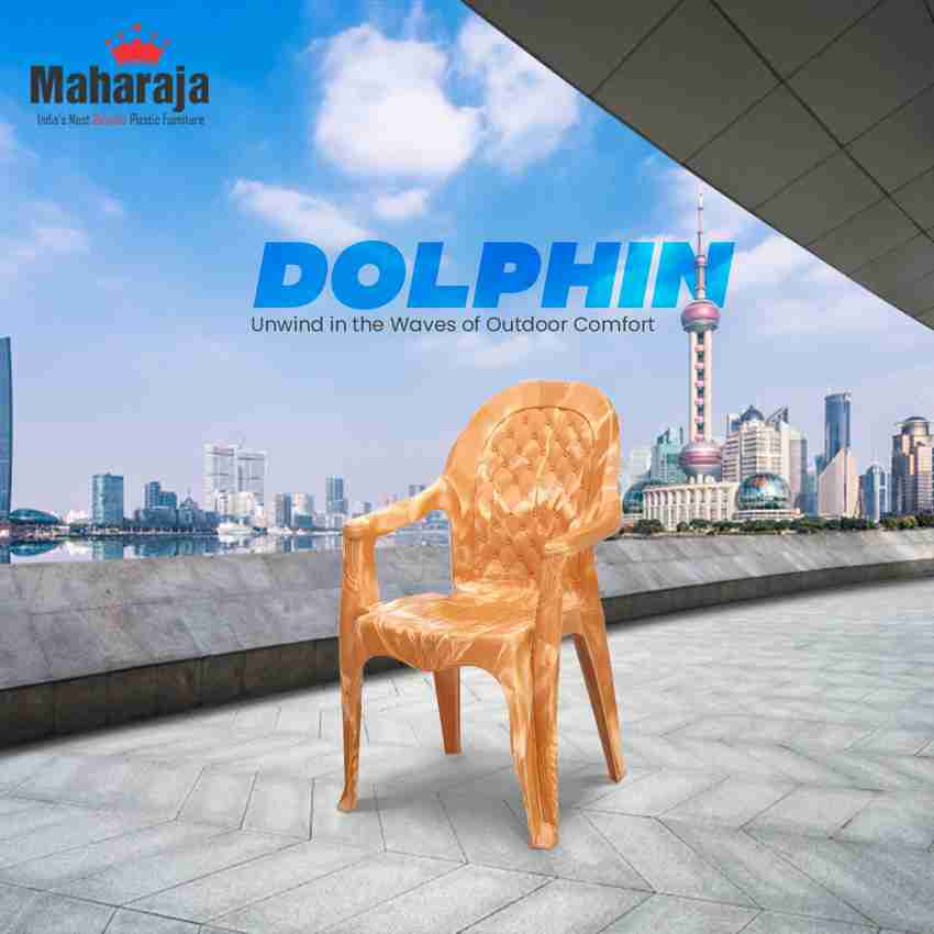 MAHARAJA Dolphin for Home Office Comfortable Arm Rest Bearing Capacity up to 200Kg Plastic Outdoor Chair